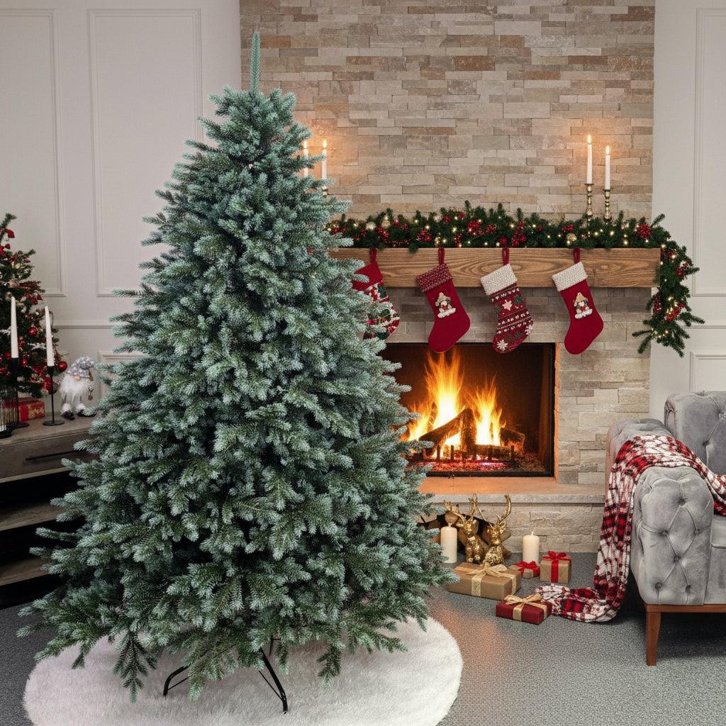 Brad artificial Christmas Deluxe by , Alaska Select verde argintiu, integral 3D, 180 cm