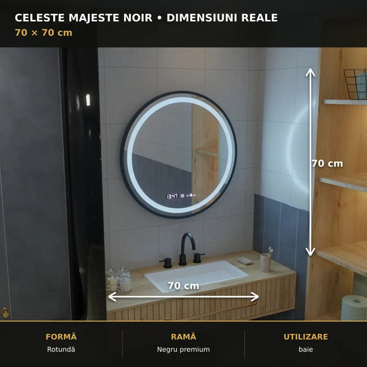 Oglinda LED Celeste Majeste Noir 70 cm — dimensiuni