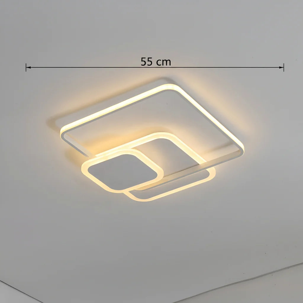 Lustra LED cu telecomanda SANDRA, 75W, 3 Patrate, lumina Rece/Calda/Neutra, Dimabila, Alb