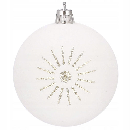 Set globuri de Craciun cu modele de sarbatori, 30 bucati, 5cm, alb auriu