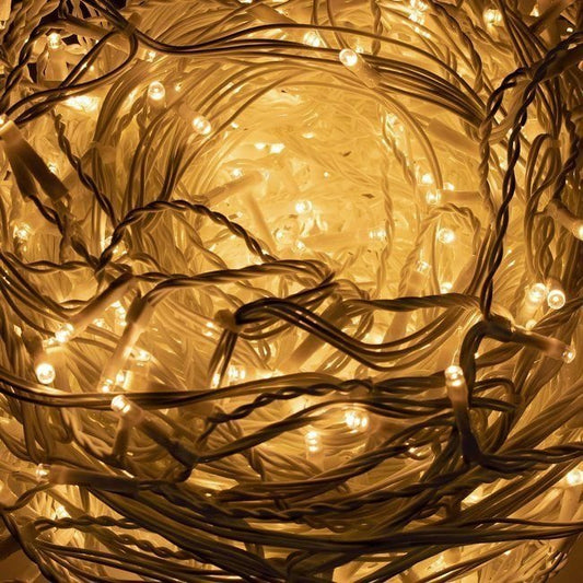 Ghirlanda luminoasa tip perdea 500 LED-uri, 20m, pentru interior/exterior, iluminare galbena, cu telecomanda