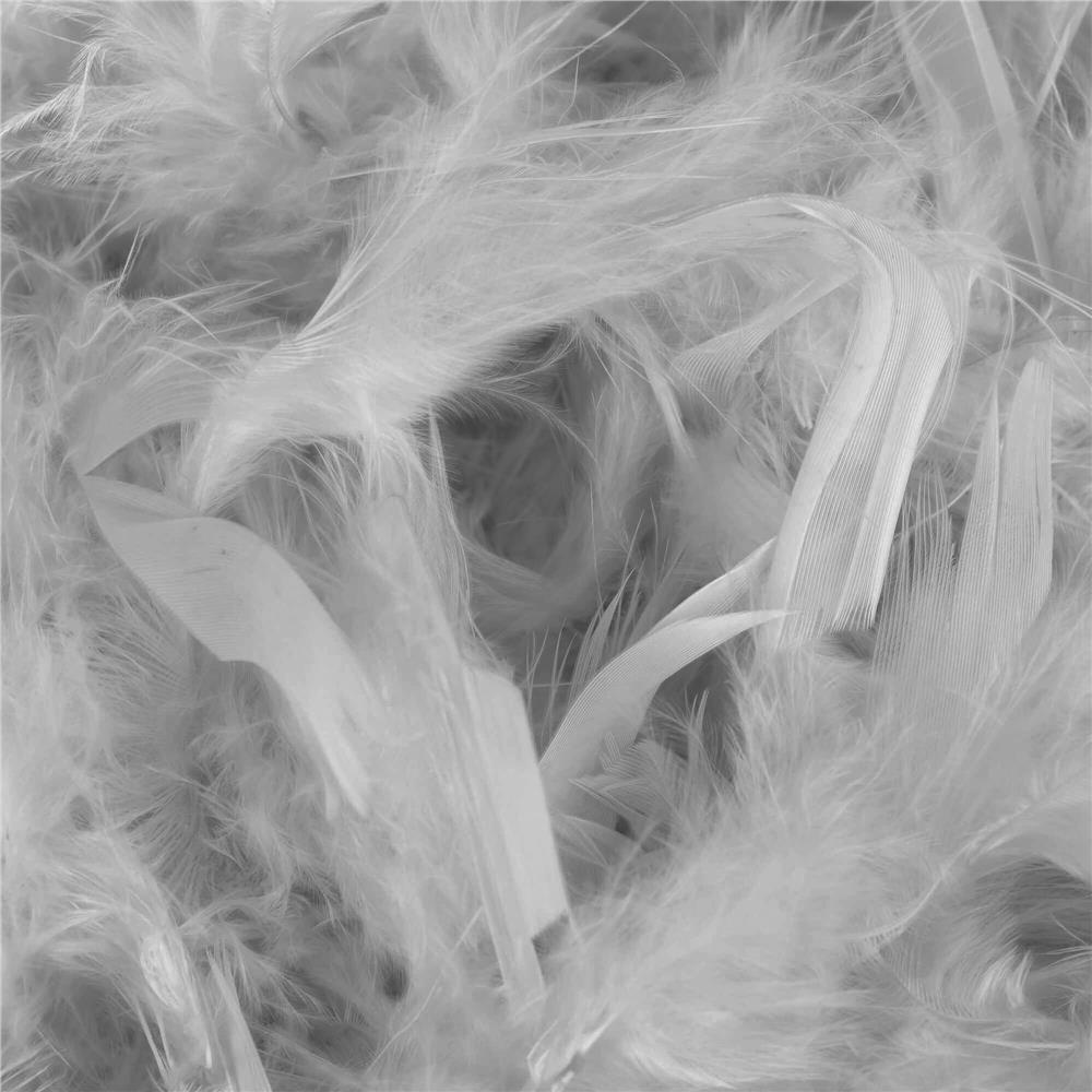 Ghirlanda pentru decor sau bradul de Craciun, model puf si pene, gri, 180cm