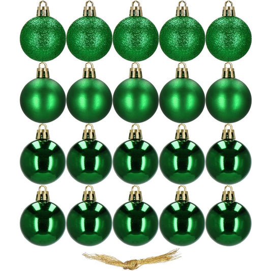 Set globuri de Craciun, 20 bucati, 3 modele, 4cm, verde