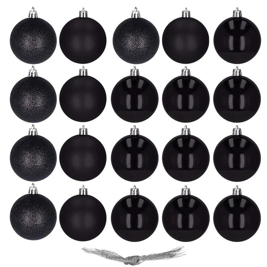Set globuri de Craciun, 20 bucati, 3 modele, 4cm, negru