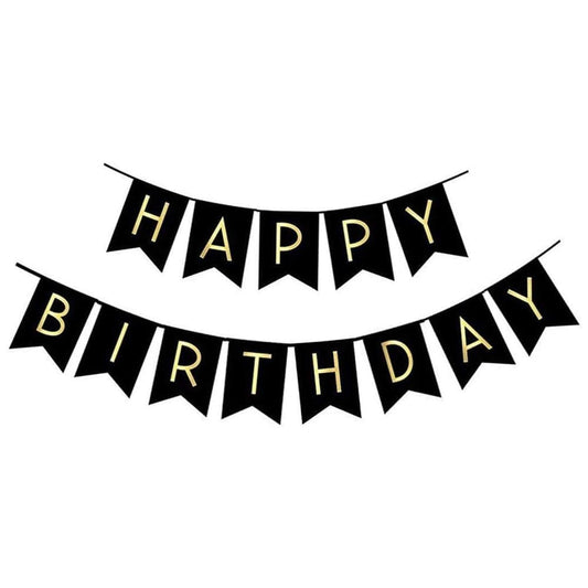 Set 53 baloane si decoratiuni, Happy Birthday, argintiu, negru, auriu