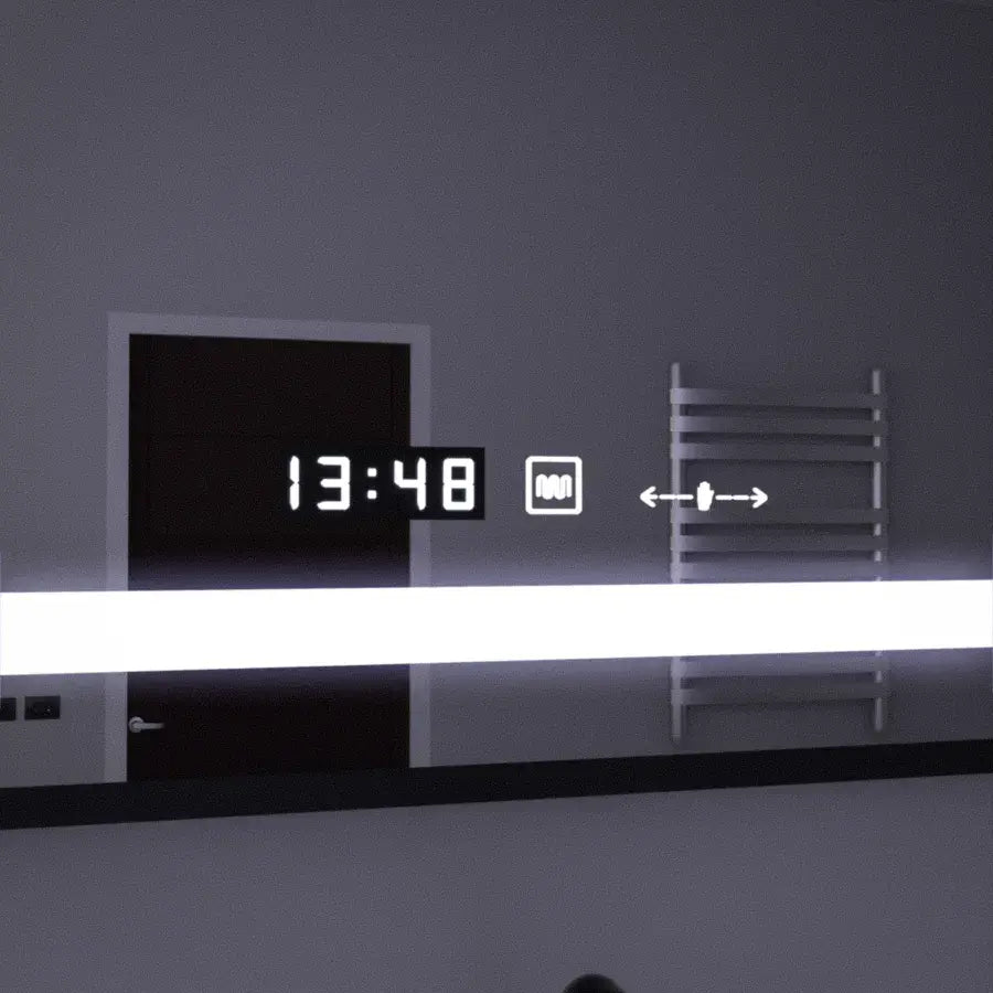 Oglinda LED Rectangulara, 120x80cm, Senzor MotionGlow Marcello, Sistem Dezaburire, Ceas & Termometru, Lupa Cosmetica, Di