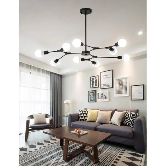 Lustra Architek Nona, 9x E27, Negru, Metal – lustră LED, culoare neagră – RegalStore, iluminat interior