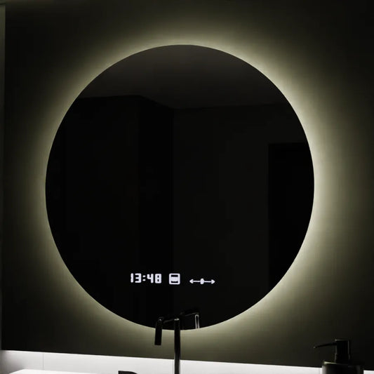 Oglinda LED Rotunda, 80cm, Serenite MotionGlow Marcello, Sistem Dezaburire, Ceas & Termometru, Dimabila