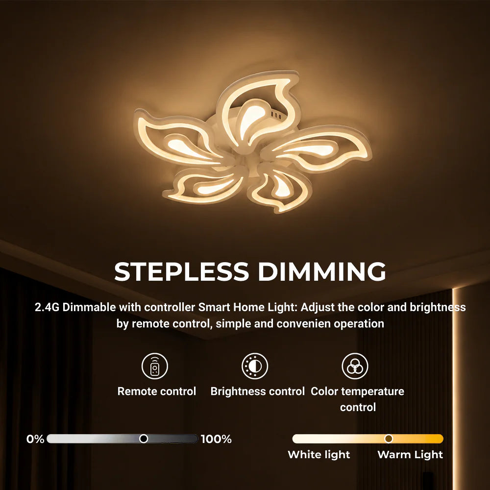Lustra LED cu Telecomanda LILY 5 Elemente Lumina Rece/Calda/Neutra 66W Dimabila Alb