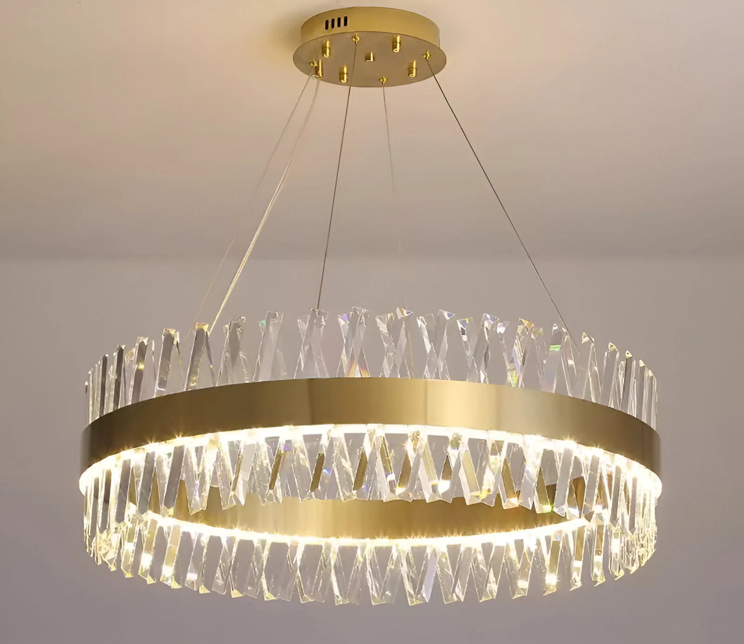 Candelabru LED CASERTA cu Telecomanda, 68W, Dimabil, 3000K/4000K/6000K,Diametru 60cm, Auriu