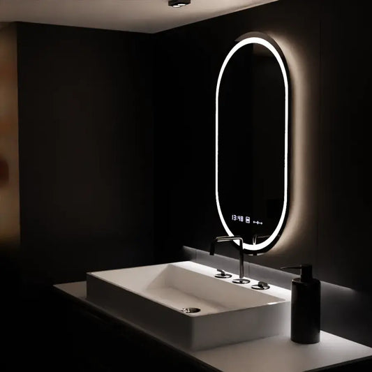 Oglinda LED Ovala 60x80 – Eminence MotionGlow Marcello, Sistem Dezaburire, Termometru & Ceas, Dimabila