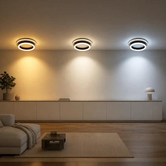 Lustra LED MODERNA 24W, Diametru 20cm, Rotunda, lumina Rece/Calda/Neutra, Negru