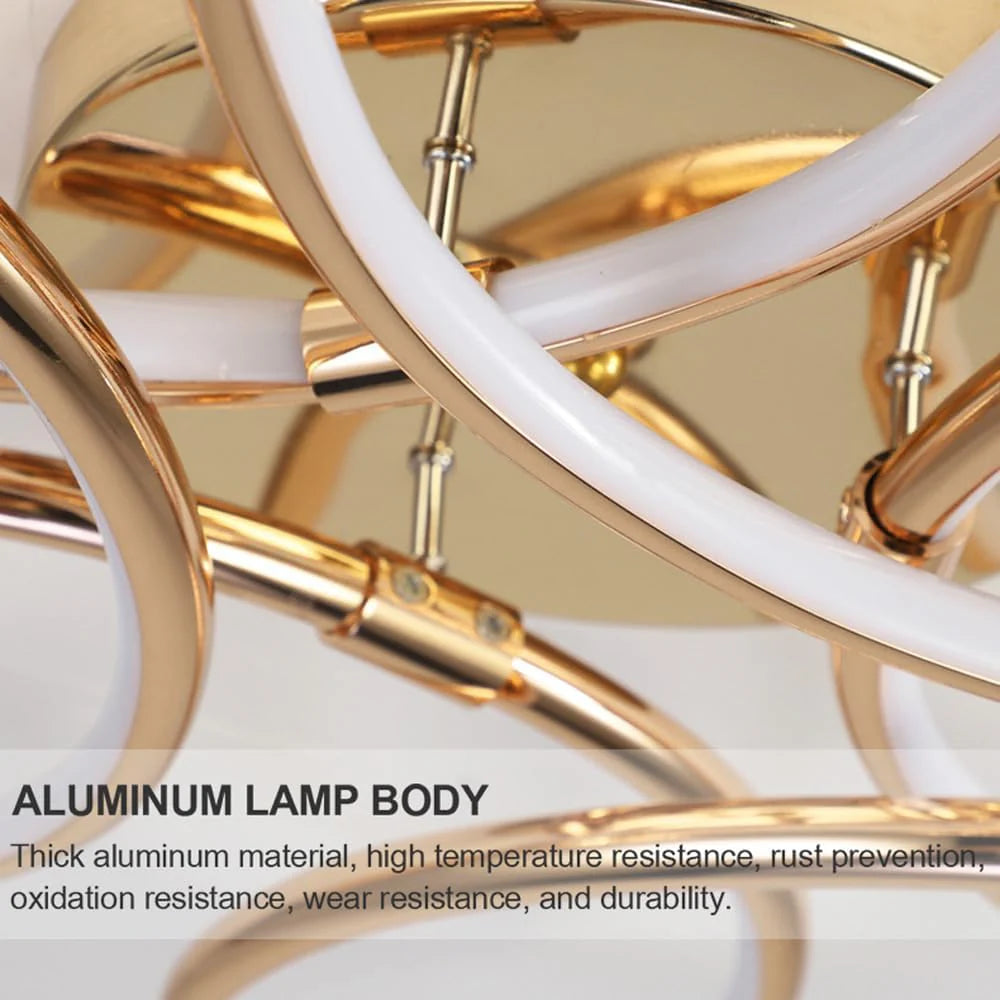 Lustra LED cu Telecomanda LT771/500GD, 25W, Lumina Calda/Rece/Neutra 3000K/4000K/6000K, Dimabila, Auriu, Metal si Silicon