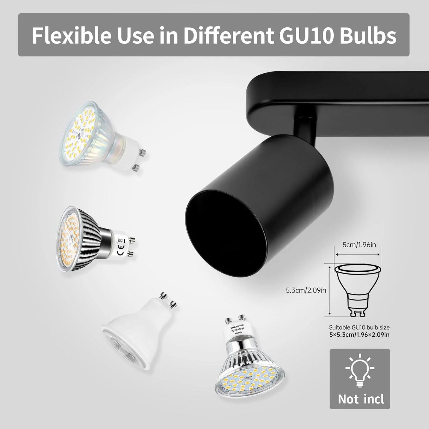 Lustra Clasica Moderna, LC500/4BK cu Proiector Liniar, 4XGU10, Metal, Negru, Becuri Neincluse