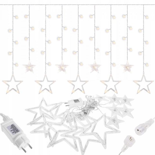 (DL) Instalatie lumina tip perdea cu 138 LED-uri, 2m, pentru interior/exterior, stelute iluminare alba