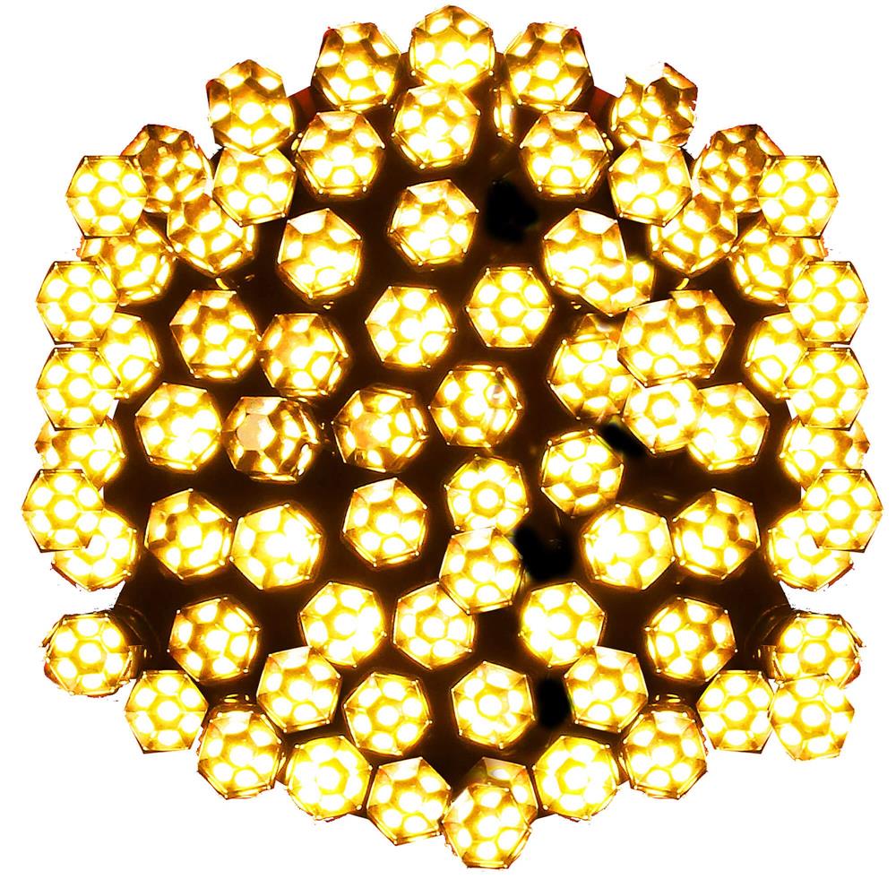 (DL) Instalatie lumini de exterior pentru gradina, 9 metri, 120 LED-uri forma cristal, cu baterii, galben