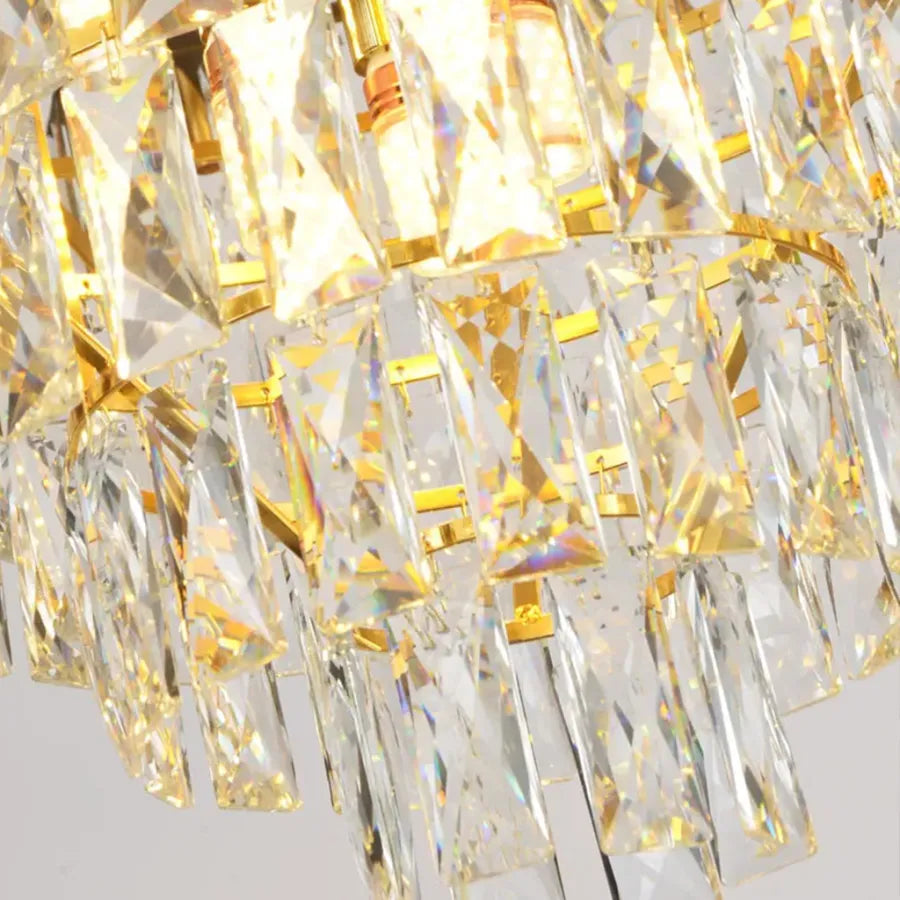 Candelabru Cristal VERSAILLES Petito 3xE14, Diametru 30cm, Auriu Lucios si Alb, Inaltime Reglabila