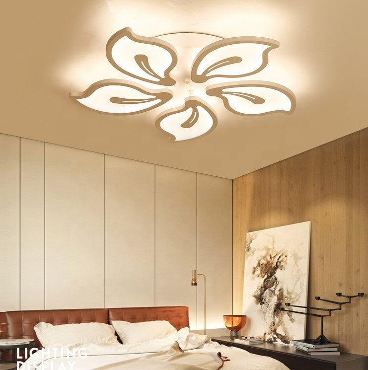 Lustra LED cu Telecomanda JASMINE 73W 5 Petale Lumina Rece/Calda/Neutra Dimabila Alb – lustră LED, culoare albă, cu tele