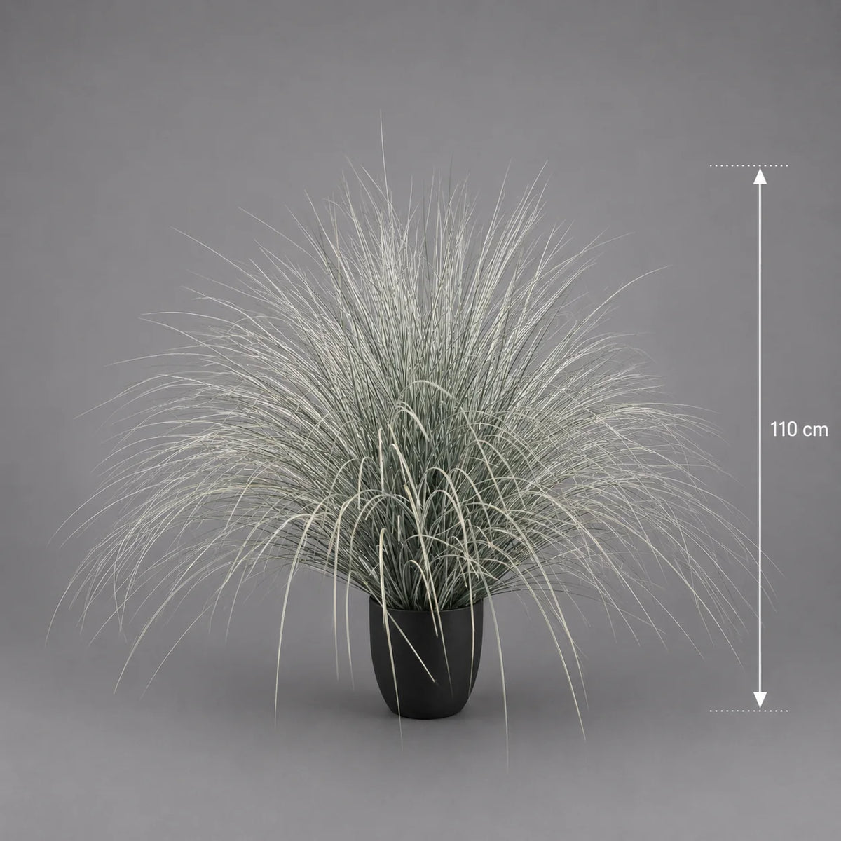 Planta Artificiala Iarba Ornamentala Tip Fantana, 110cm, Verde si Alb, Fara Ghiveci
