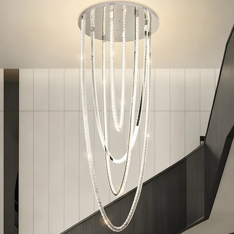 Candelabru LED CC50303/800CH, Diametru 80 cm, Inaltime 200 cm, Lumina Rece/Neutra/Calda, Dimabila, Argintiu, Cristal, Metal