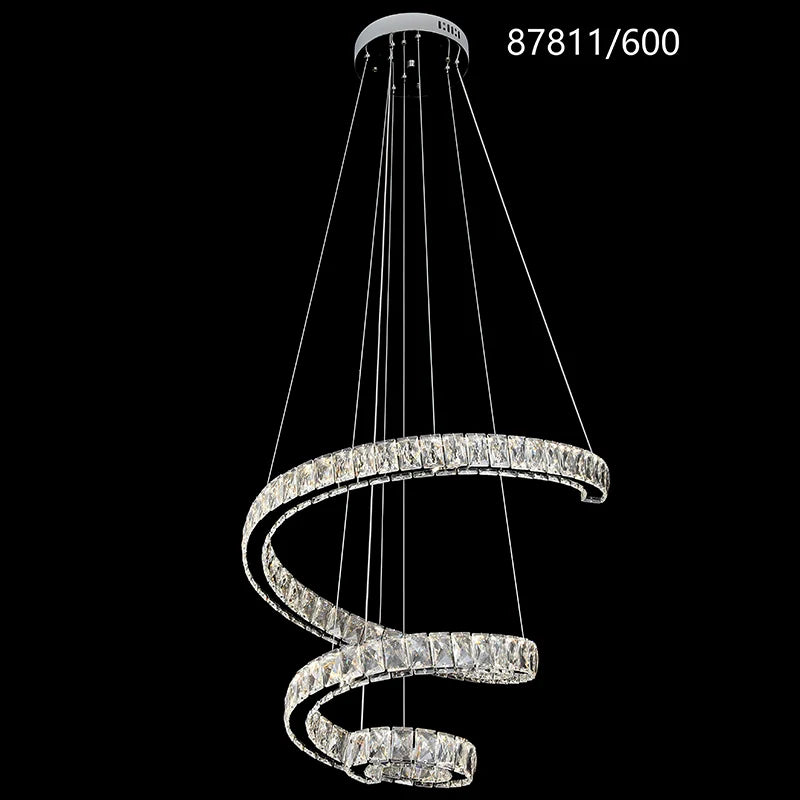 Candelabru LED TWIST, Diametru 60 cm, Inaltime 120 cm, Lumina Rece/Neutra/Calda, Dimabila, Argintiu, Cristal, Otel