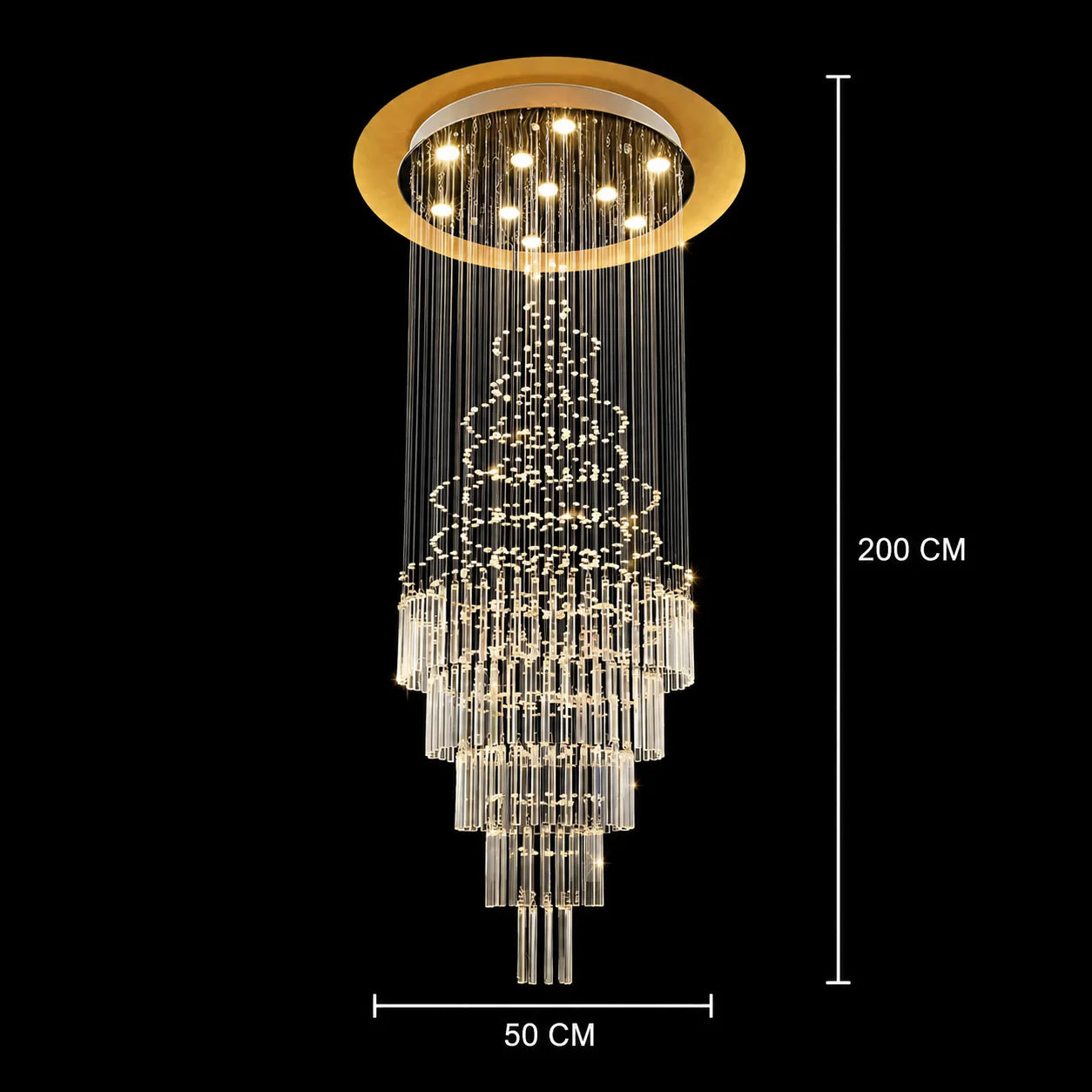 Candelabru Cristal LED 80W Marino Auriu 60cm