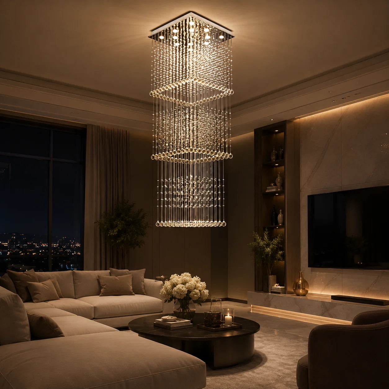 Candelabru Cristal LED 80W Saturnino Auriu 50cm