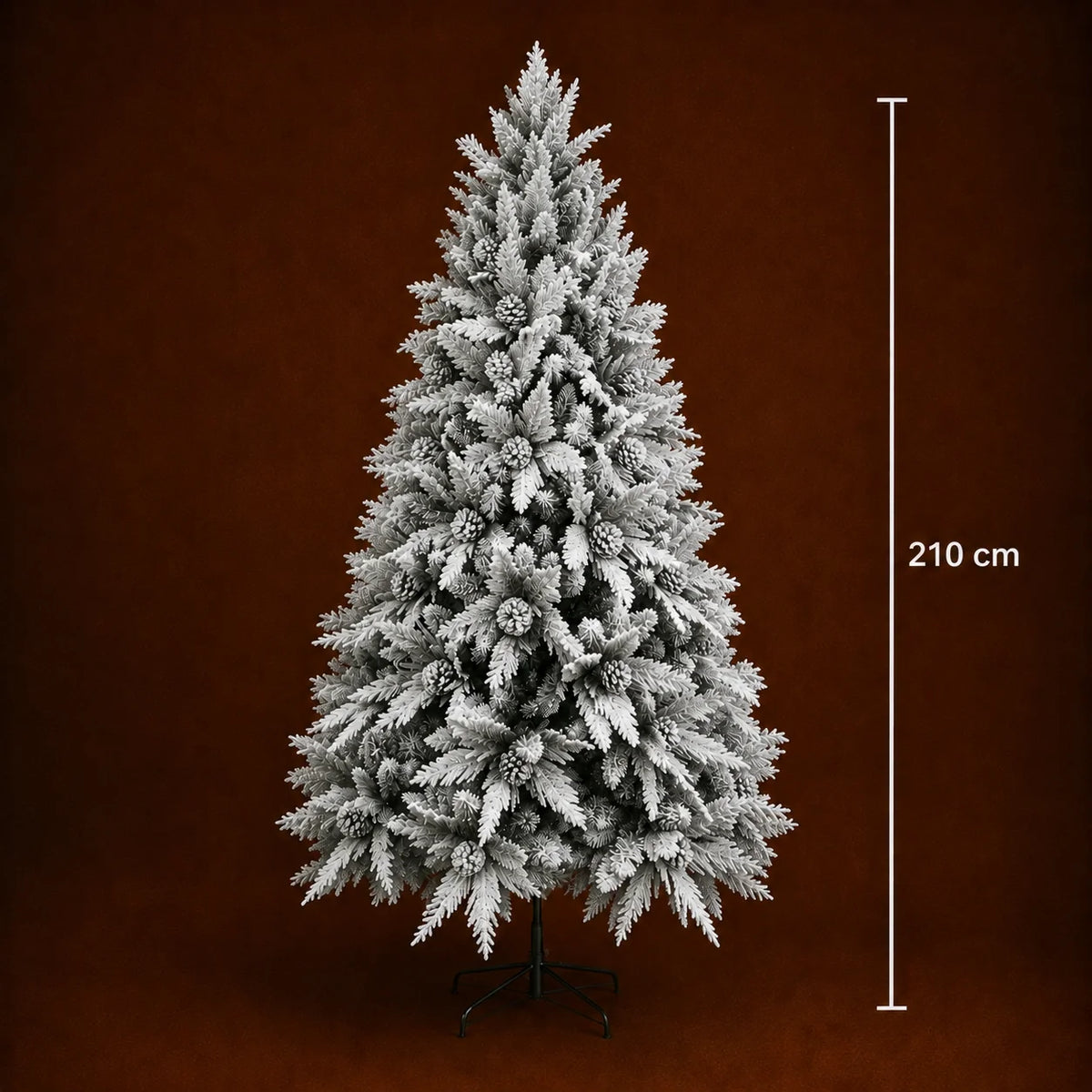 Decoratiune Brad Artificial GLEIS, 210 cm, 1200 varfuri, Suport Metalic, Plastic, Verde
