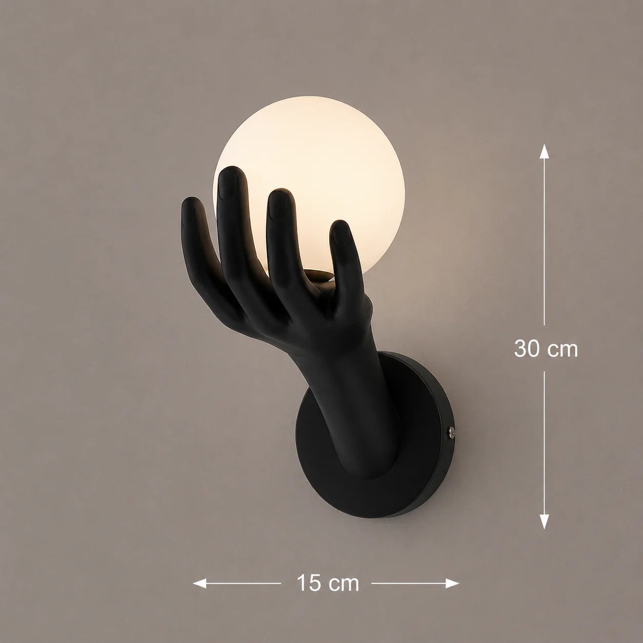 Aplica Decorativa MANO, 15x30cm, 1xE27, Sticla si Resina, Negru