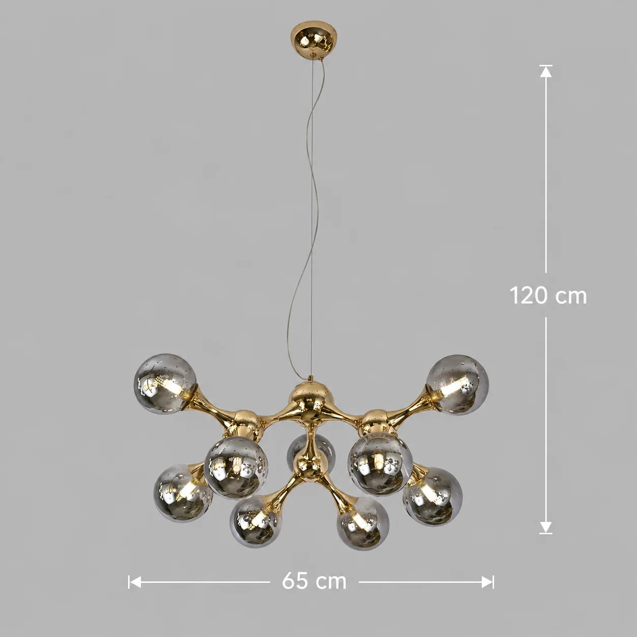 Lustra Suspendata ELEKTRA Altiera, Ø65cm, 9xG9, Auriu, Metal si Sticla