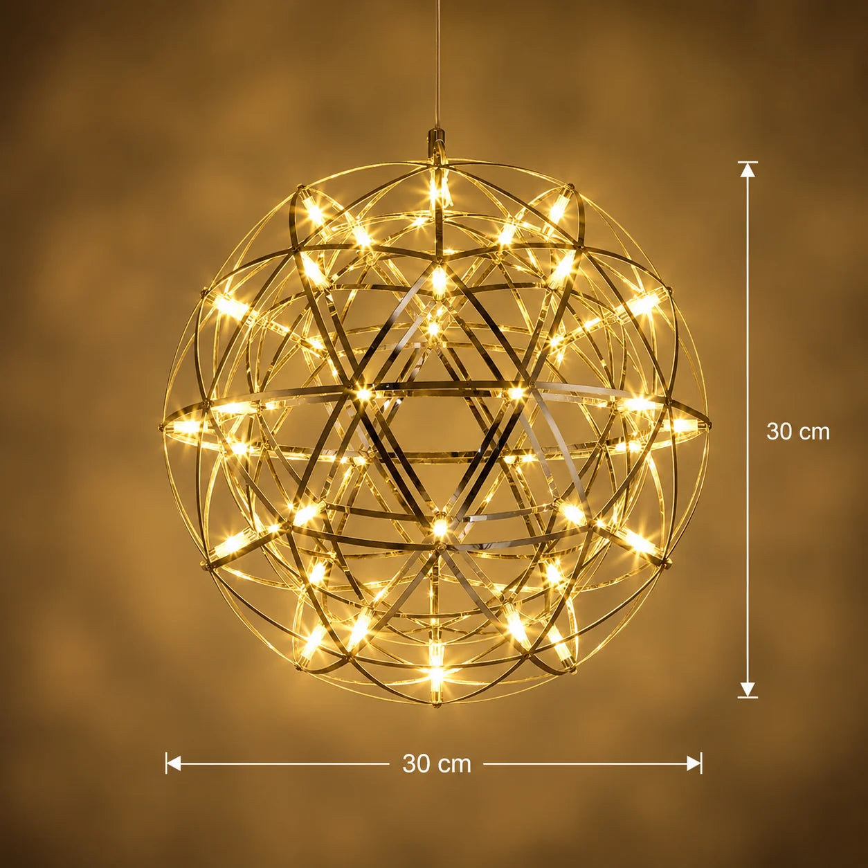 Candelabru Modern LED WELD Petito, 18W, Diametru 30cm, Inaltime Reglabila, Crom Lucios