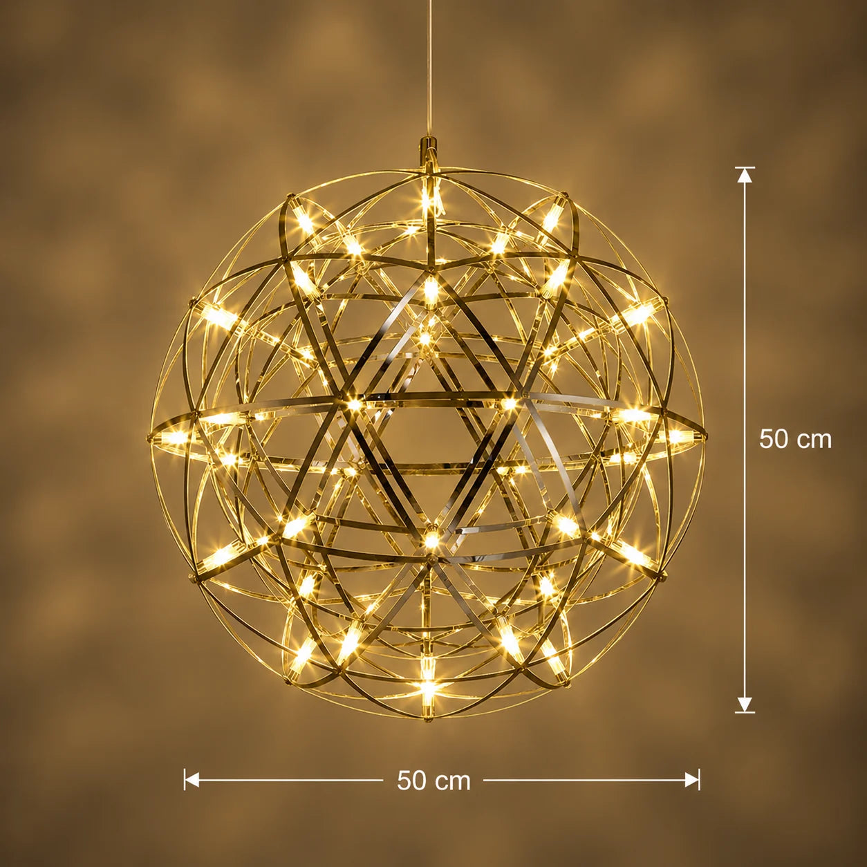 Candelabru Modern LED WELD Magno, 18W, Lumina Calda 3000K, Diametru 50cm, Inaltime Reglabila, Crom Lucios