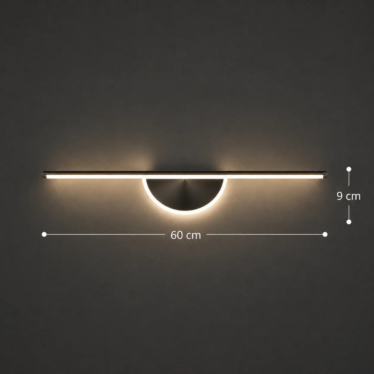 Aplica LED Decorativa BARAM, 21W, 60cm, Lumina Calda / Neutra/ Rece, Negru, Metal si Acril