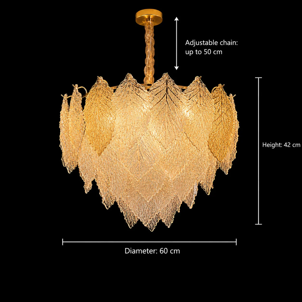 Candelabru Cristal LACE Magno 11xE14, Diametru 60cm, Inaltime 42cm, Auriu Lucios, Inaltime Reglabila, Design Elegant