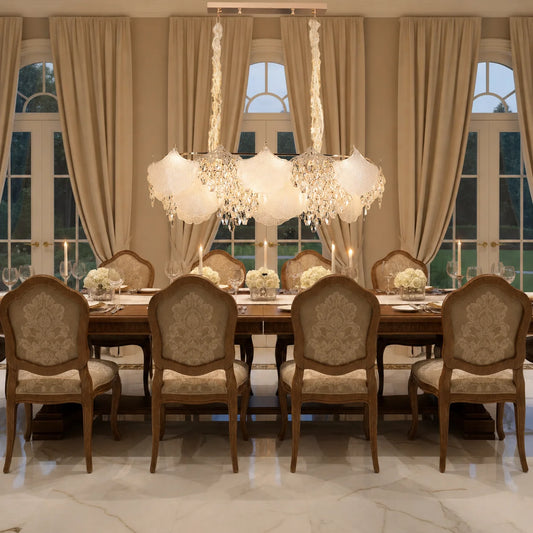 Candelabru Cristal LUXE Supremo, 11xE14, Dimensiuni 83x33 cm, Inaltime 28cm, Auriu Lucios, Inaltime Reglabila, Design Elegant
