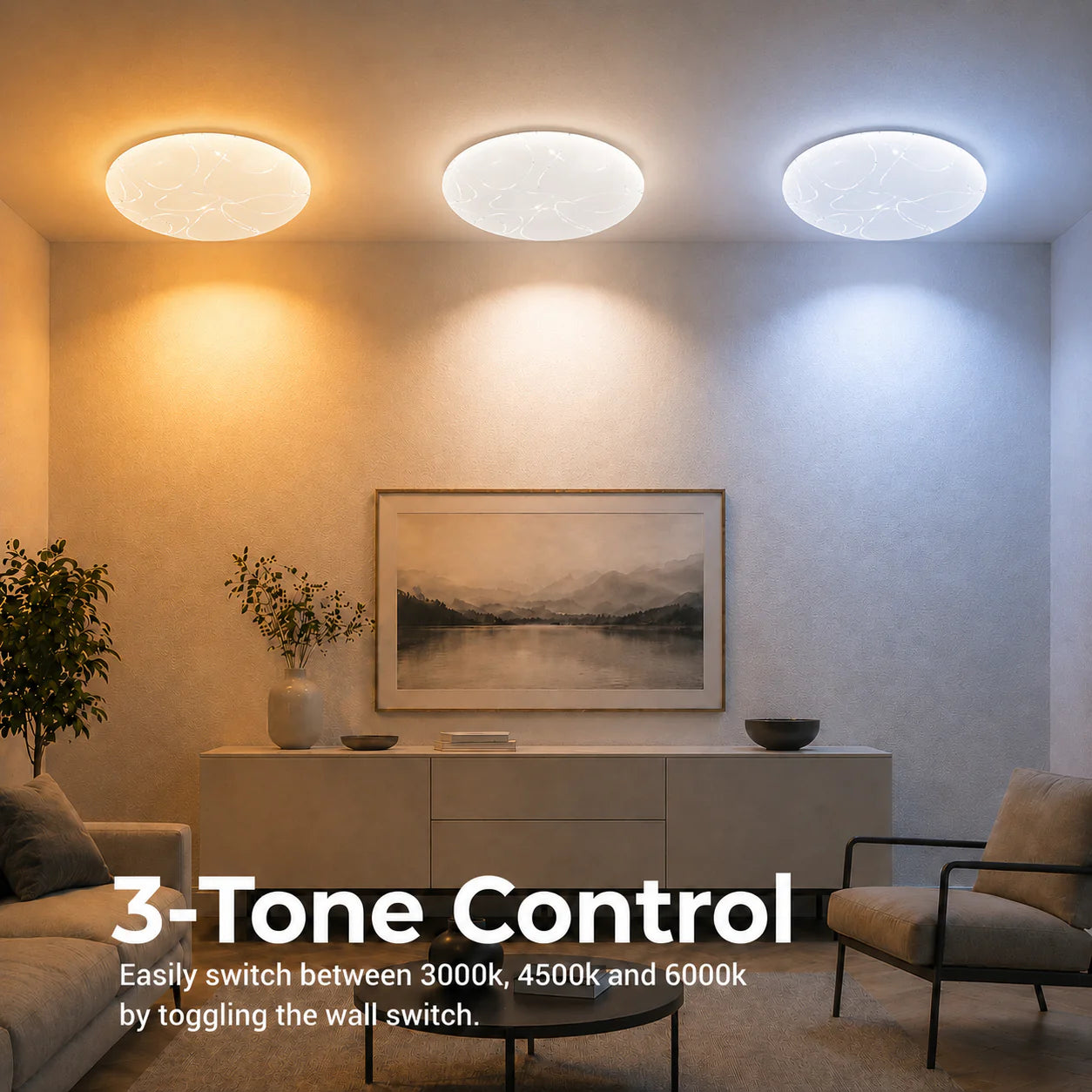 Plafoniera LED 35 cm, 31W, 3000K / 4000K / 6000K, Alb, Metal si Acril