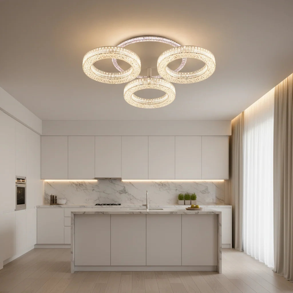 Lustra LED RONDA Nobile cu telecomanda 46W, 3 Cercuri, lumina Rece/Calda/Neutra, Dimabila, Alb