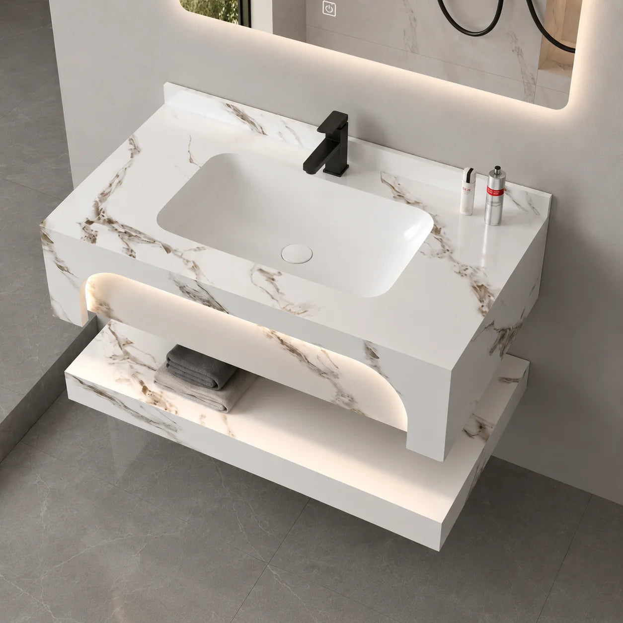 Set Mobilier VELIN pentru Baie, 60cm, 3 Piese, Alb