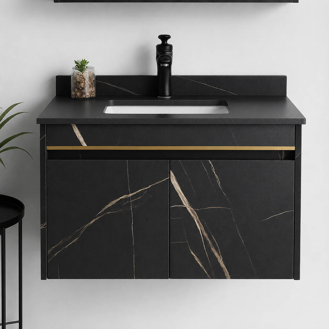 Set Mobilier pentru Baie 80x50cm 3 Piese Negru