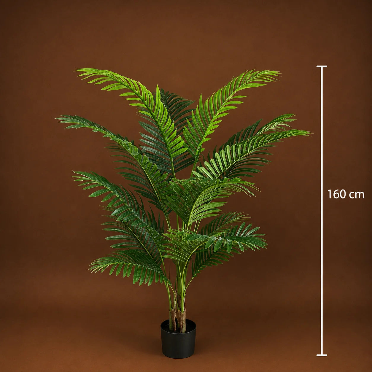 Decoratiune Palmier Kentia, 3 tulpini, Plastic, 17 frunze, 160 cm, Verde