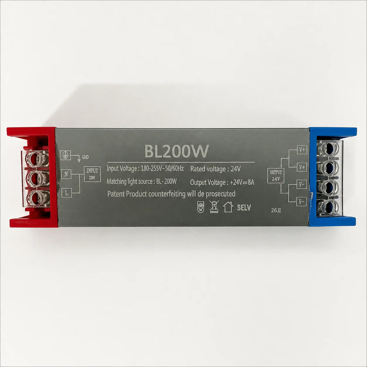Sursa de alimentare LED 24V, 14.5x2.5x4 cm, Cupru si Aluminiu, Neagra