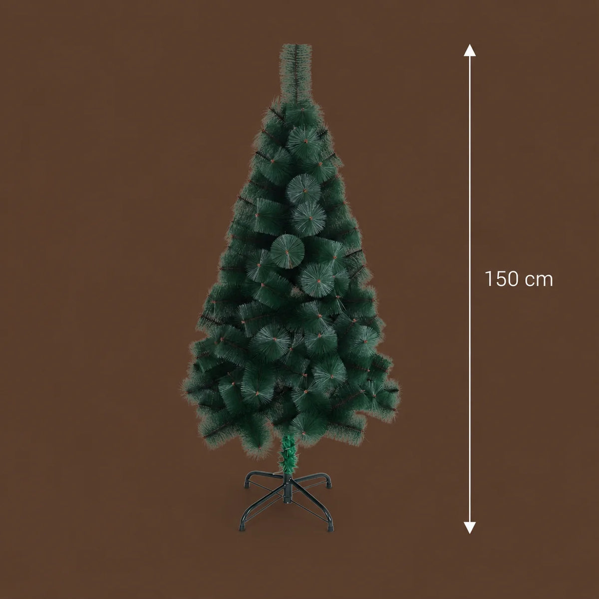Decoratiune Brad Artificial MANIITSOQ, 150 cm, 130 varfuri, Suport Metalic, Plastic, Verde