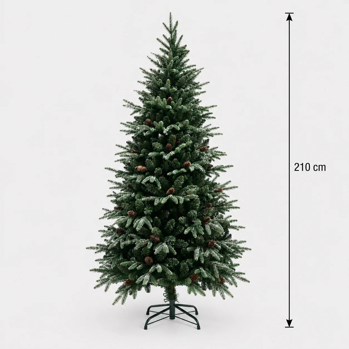Decoratiune Brad Artificial QAANAAQ, 210 cm, 1149 varfuri, Plastic, Verde