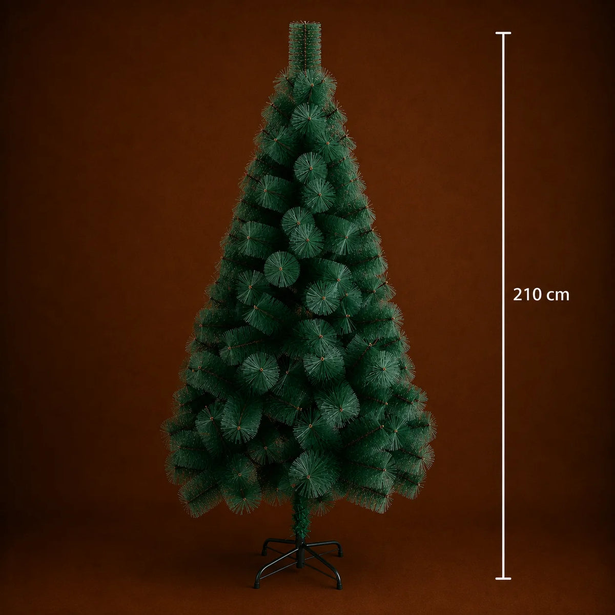 Decoratiune Brad Artificial MANIITSOQ, 210 cm, 280 varfuri, Suport Metalic, Plastic, Verde