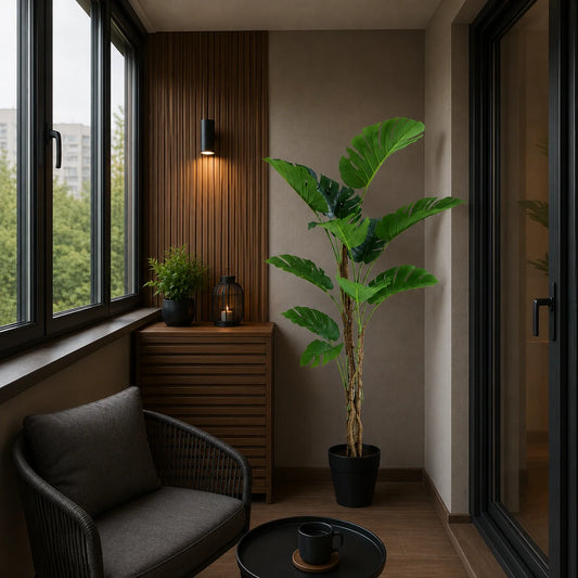 Decoratiune Monstera Deliciosa, 11 frunze, Plastic, 160 cm, Verde
