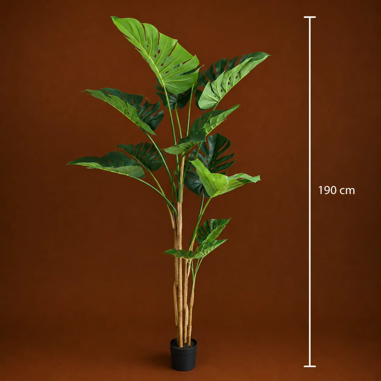 Decoratiune Monstera Deliciosa, 12 frunze, Plastic, 190 cm, Verde
