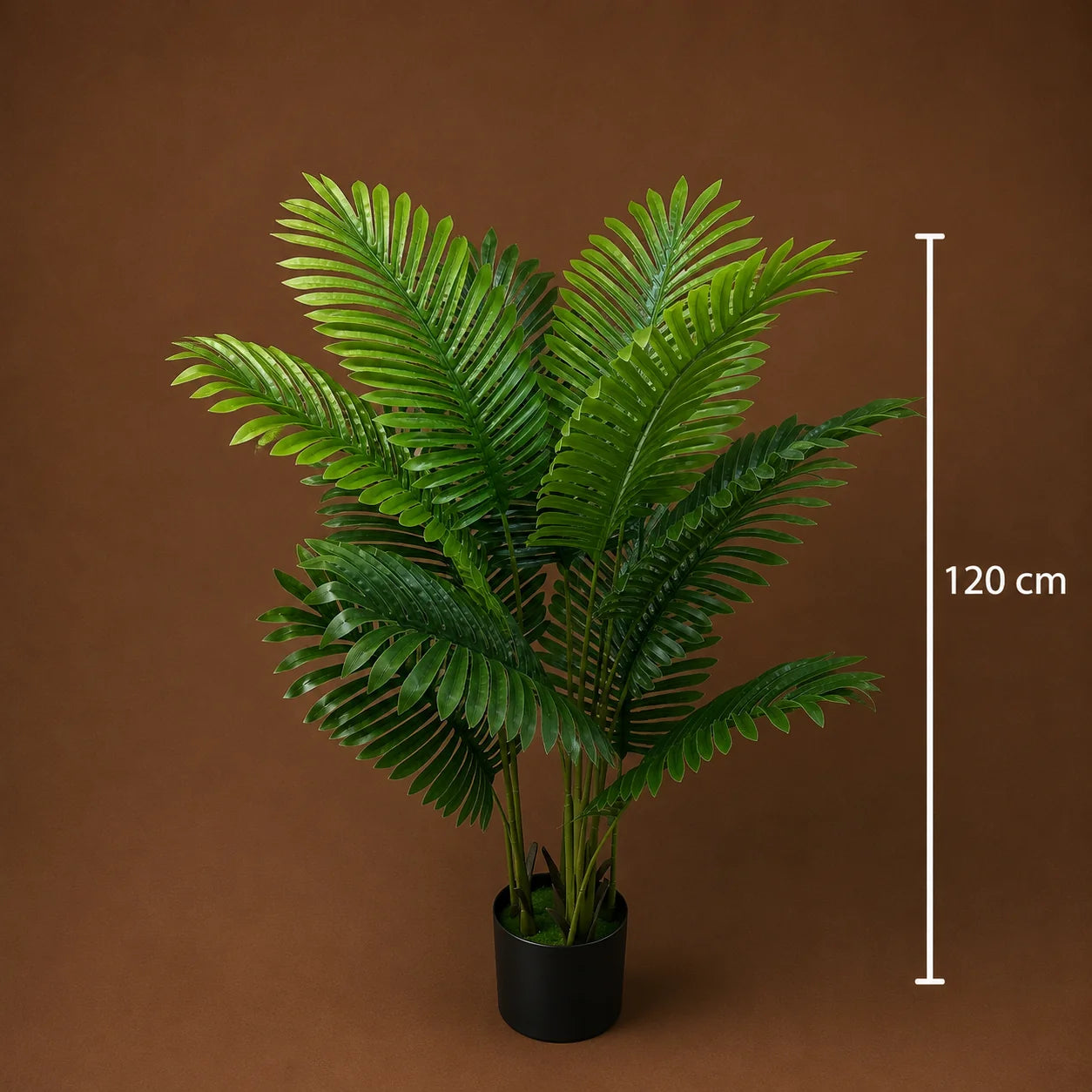 Decoratiune Palmier Areca, Plastic, 12 frunze, 120 cm, Verde