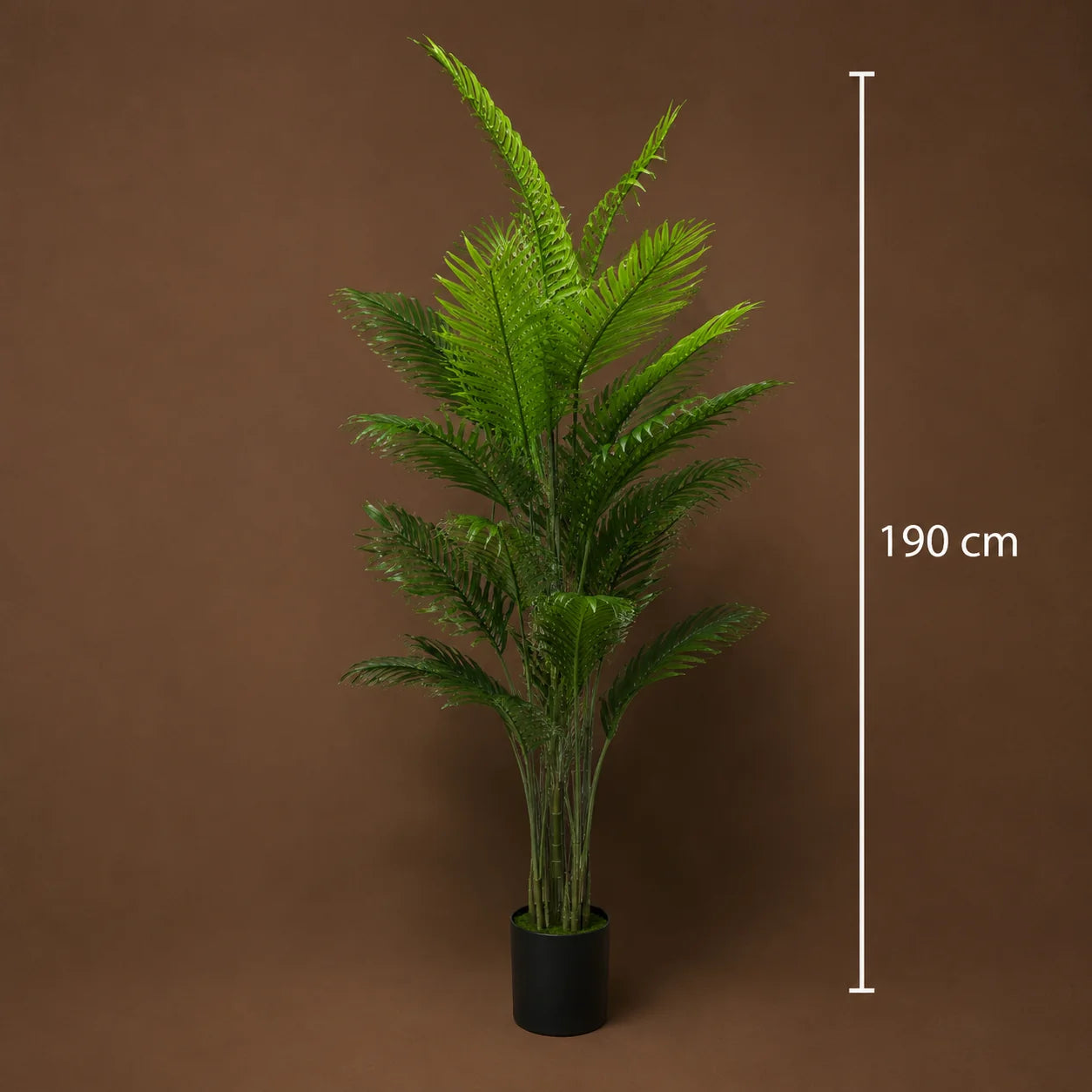 Decoratiune Palmier Areca, Plastic, 25 frunze, 190 cm, Verde