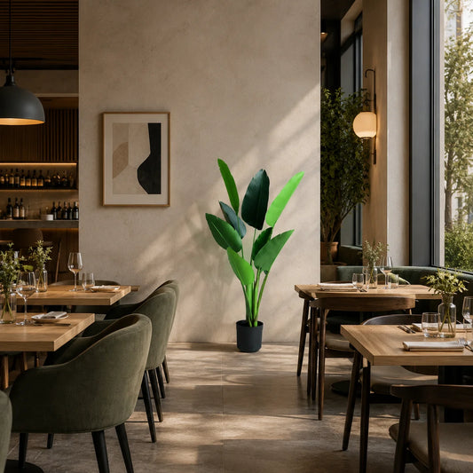 Decoratiune Strelitzia Nicolai, 120 cm, 8 frunze, Verde