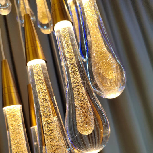 Candelabru Cristal LED 60W Iustinian Diametru 60cm Auriu